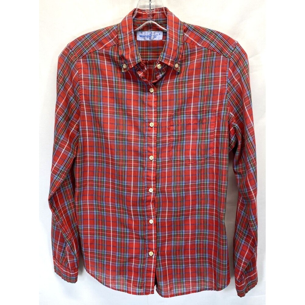 Wrangler Womens Shirt M Multicolor Plaid Button Up/Down Western